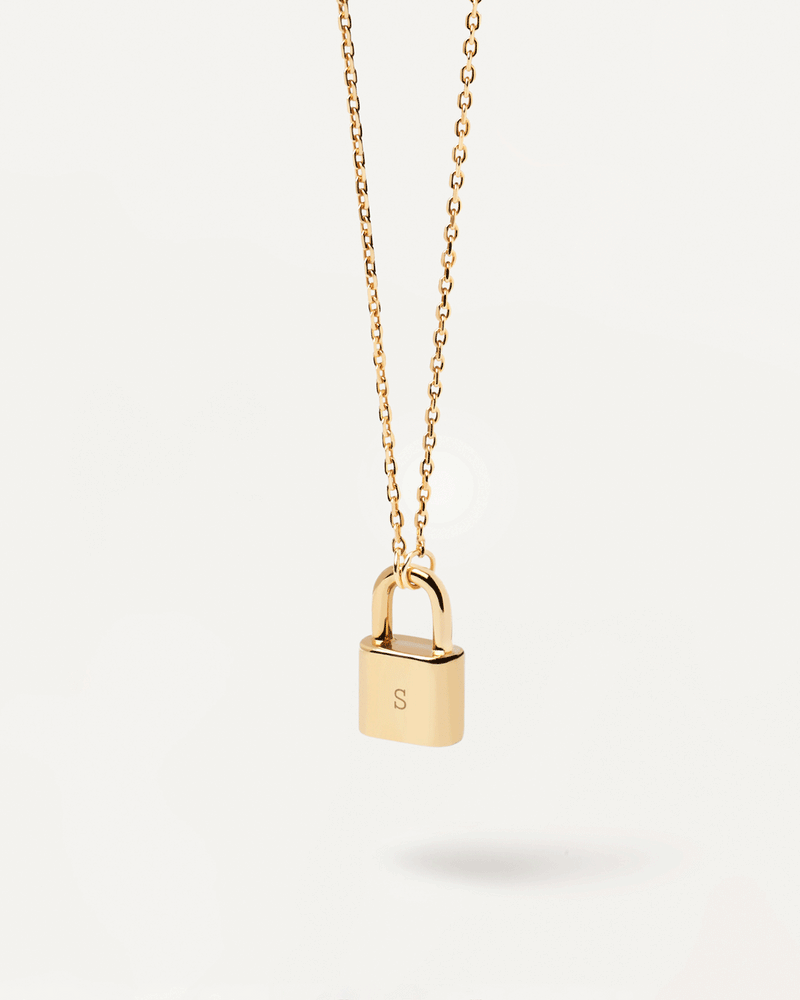 Gold-plated silver necklace with padlock pendant to personalize