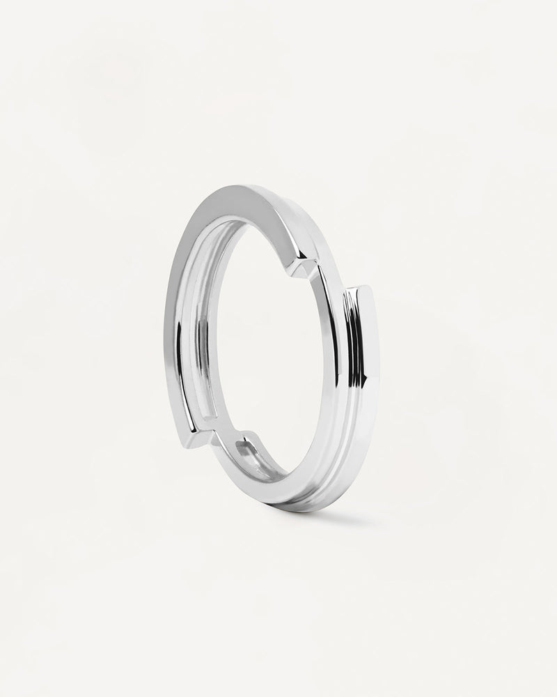 Sterling silver ring with plain asymetric design