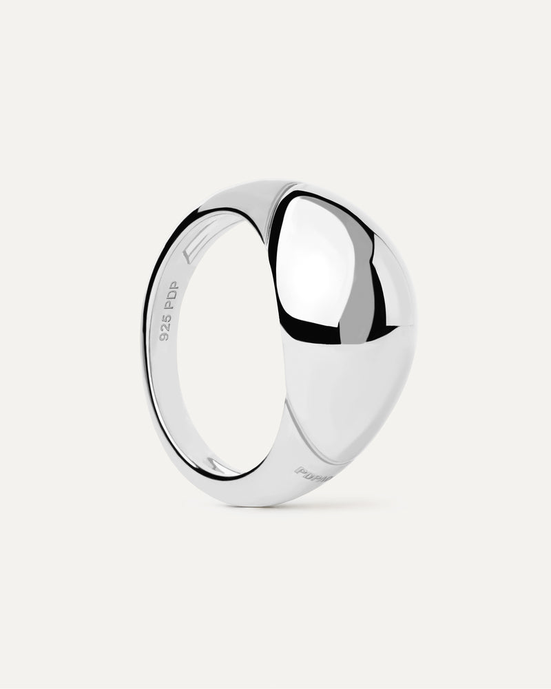 Sterling silver statement dome ring with a chunky band