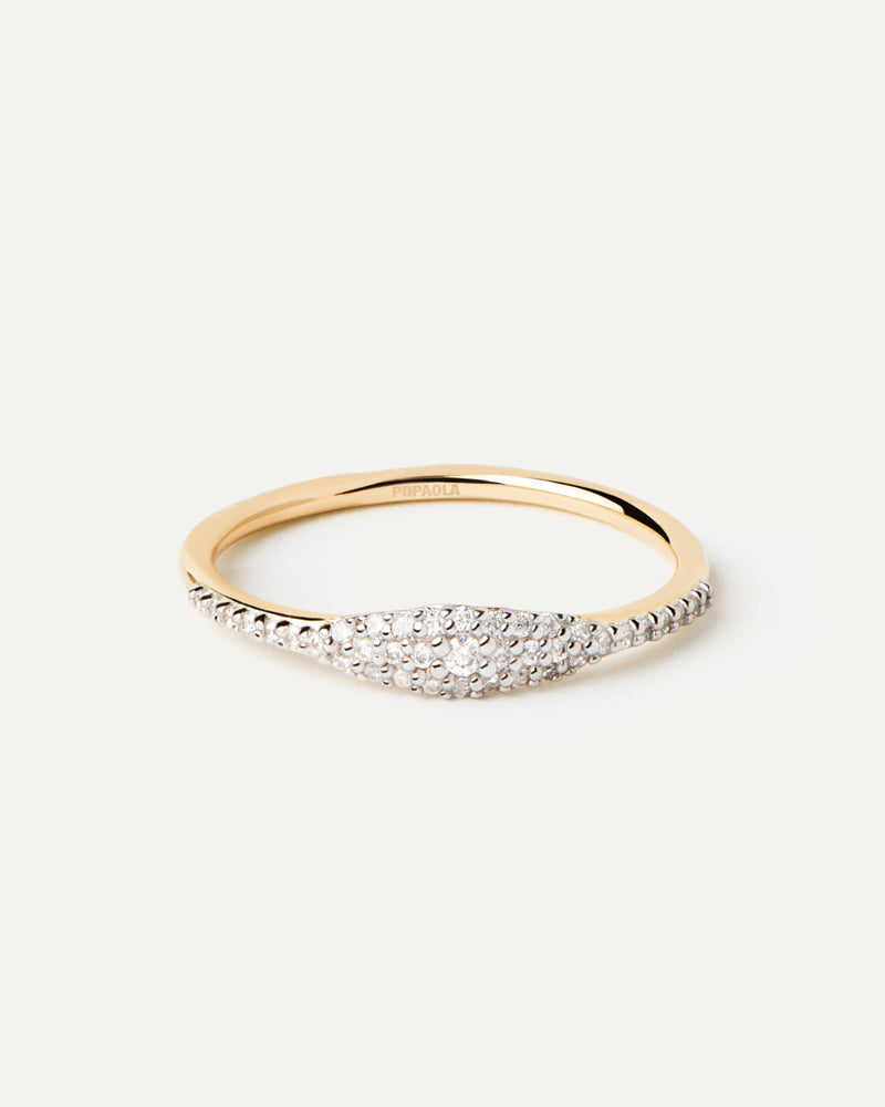 Macido yellow gold seal ring engasted with 39 lab-grown diamonds of 0.17 carats
