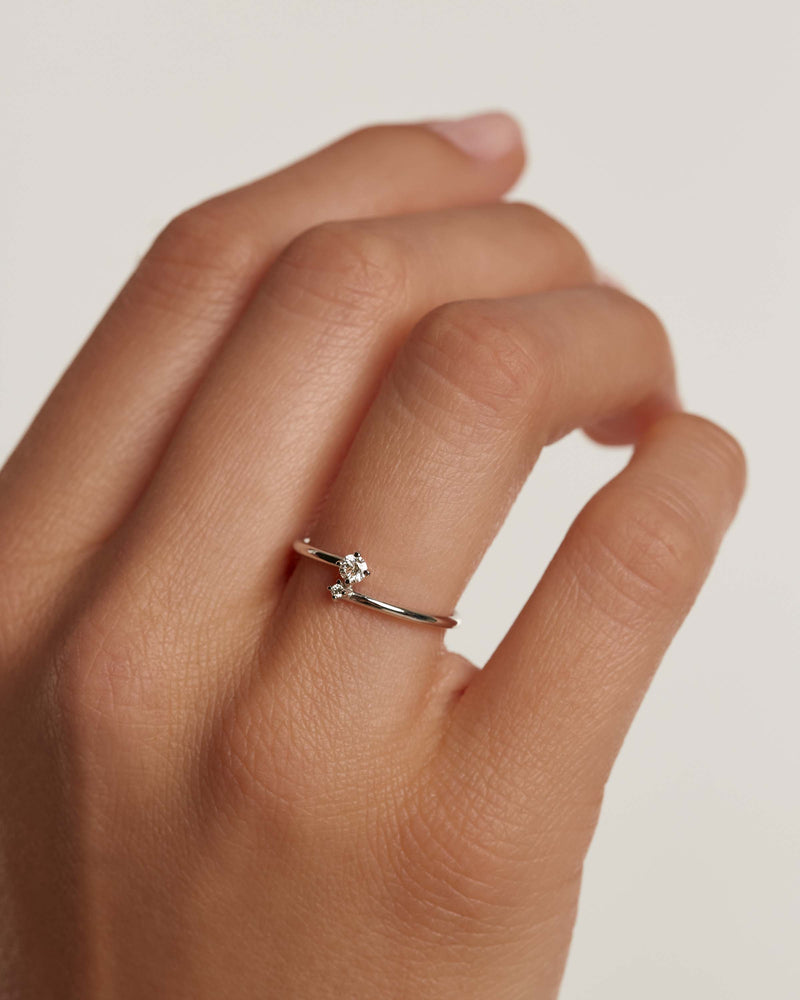 Diamonds and White Gold Duo Ring - 
  
    18K White gold / Rhodium silver plating
  
