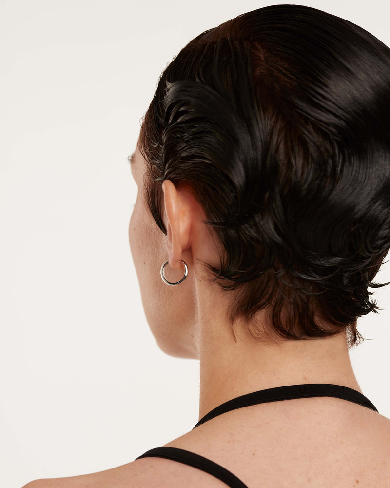 White Gold Bold Medium Hoops - 
  

