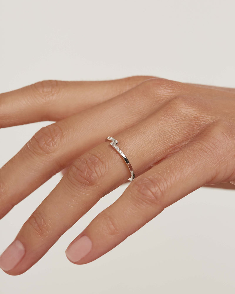 Diamonds and White Gold Cross Ring - 
  
    18K White gold / Rhodium silver plating
  
