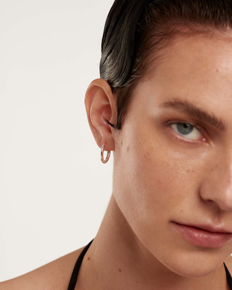 White Gold Bold Medium Hoops - 
  

