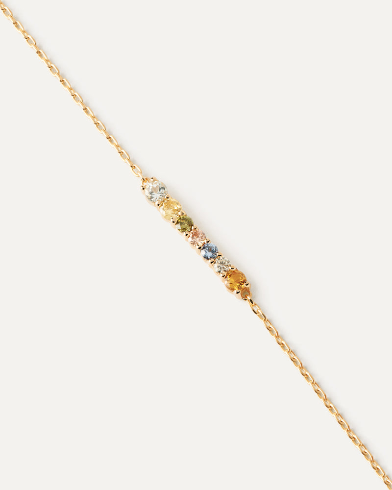 Gold-plated bracelet with a wavy set of multicolor cubic zirconias