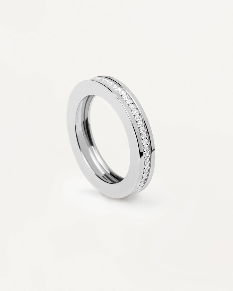 Sterling silver eternity ring in disc shape