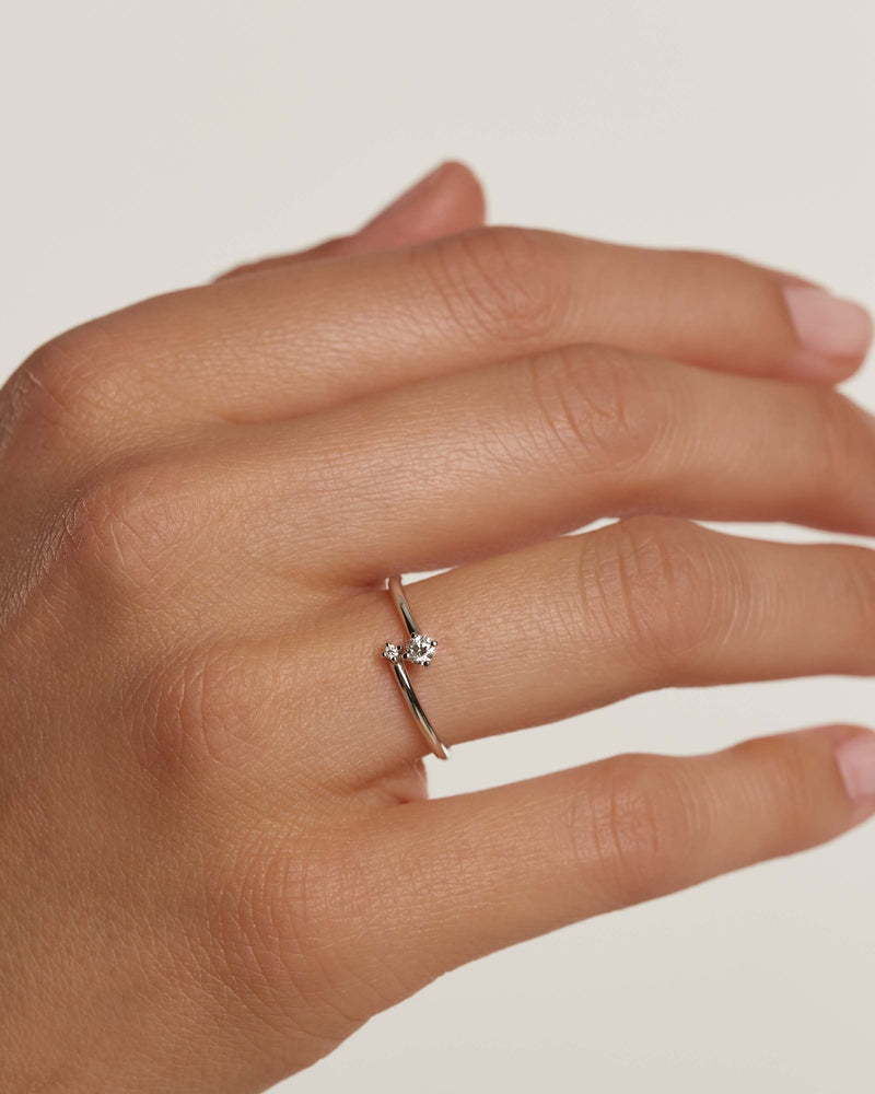 Diamonds and White Gold Duo Ring - 
  
    18K White gold / Rhodium silver plating
  
