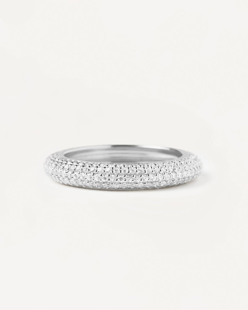 Silver eternity statement ring with white zirconia