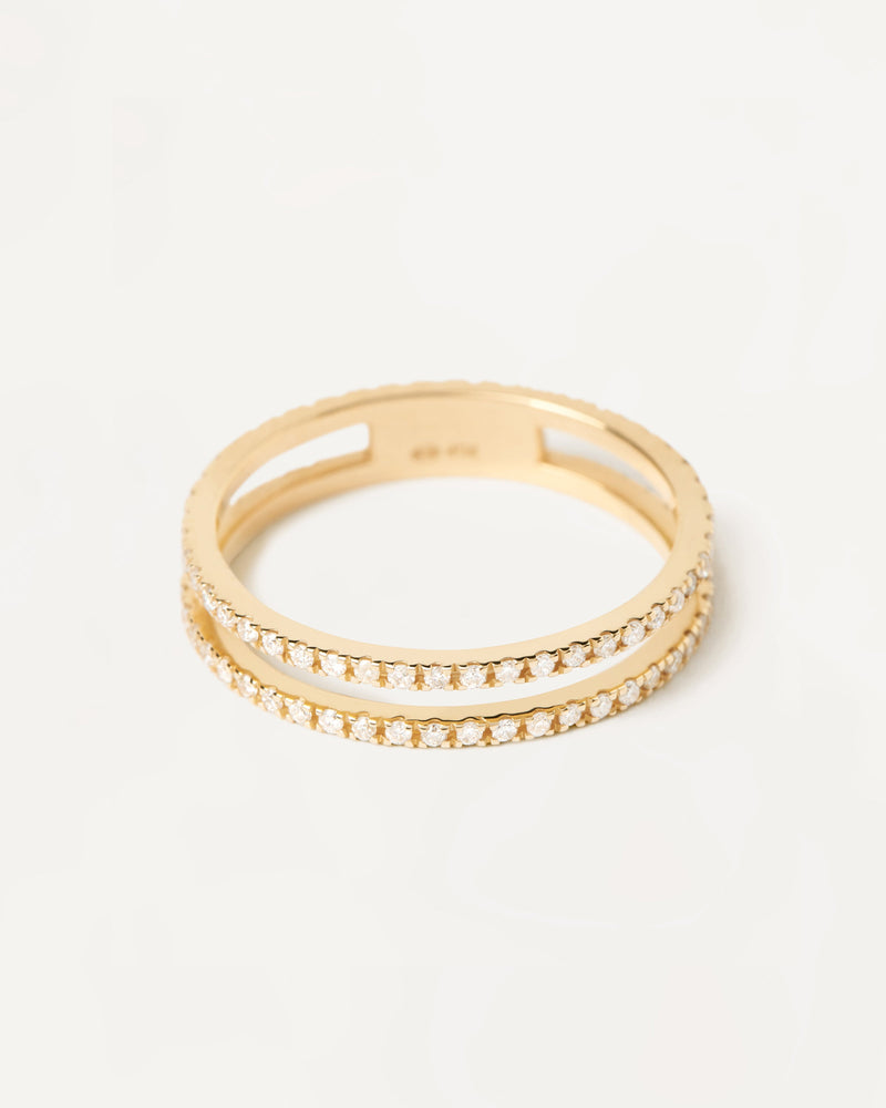 18K yellow gold eternity ring with two bands of lab-grown diamonds of 0.47 carat