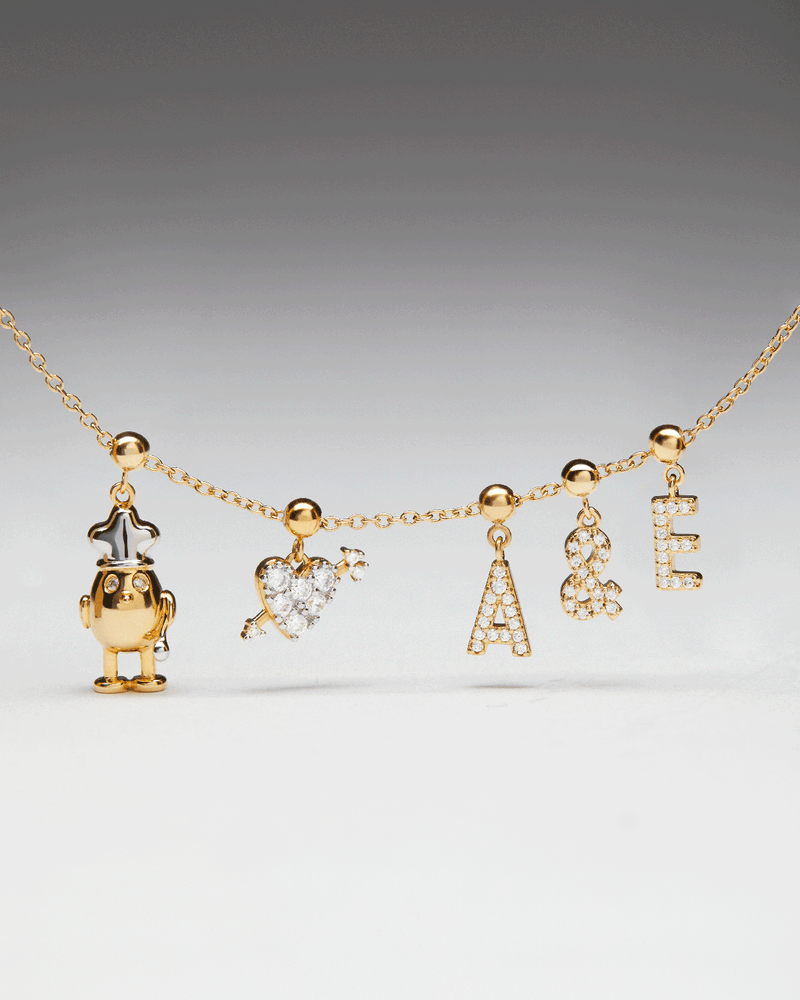 Mini cook charm set with white zirconia to customize necklace or bracelet