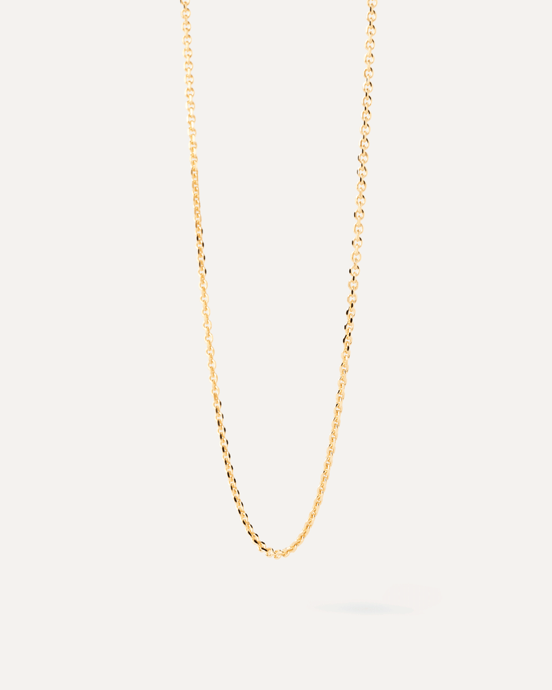 Gold-plated slim diamond-cut chain necklace to layer pendants together